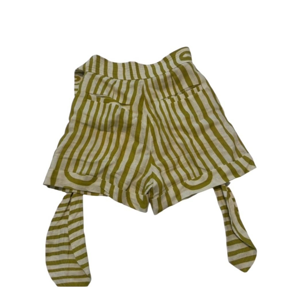 Andres Otalora Green Haala Linen Mini Shorts, Size 4 - Picture 5 of 6
